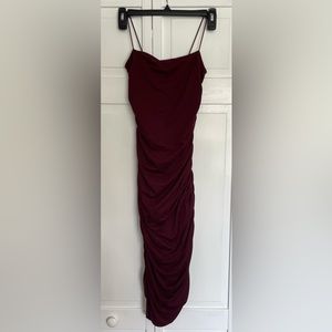 Windsor Ruched Maroon Midi Dress
